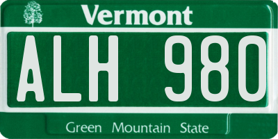 VT license plate ALH980