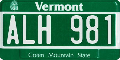 VT license plate ALH981