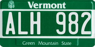 VT license plate ALH982