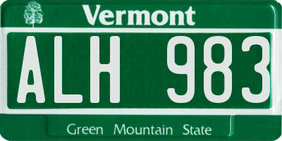 VT license plate ALH983