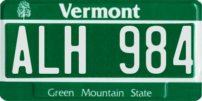 VT license plate ALH984