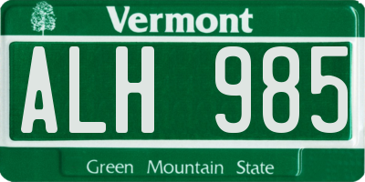 VT license plate ALH985