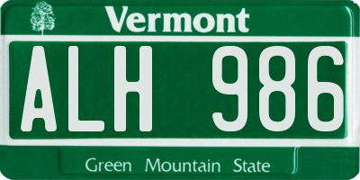 VT license plate ALH986
