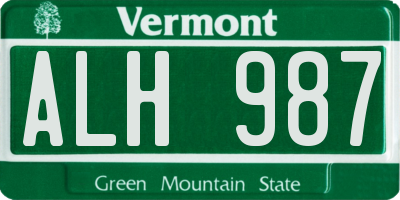 VT license plate ALH987