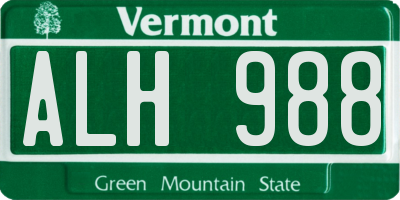 VT license plate ALH988