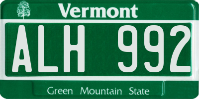 VT license plate ALH992