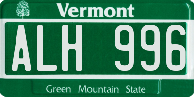 VT license plate ALH996