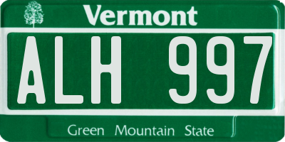 VT license plate ALH997