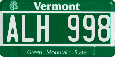 VT license plate ALH998