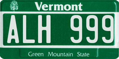 VT license plate ALH999