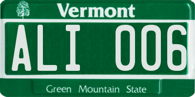 VT license plate ALI006