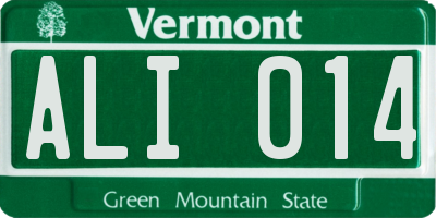 VT license plate ALI014