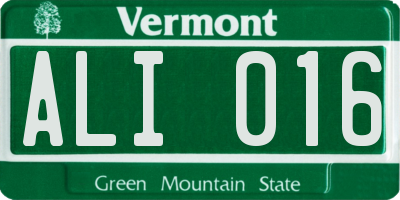 VT license plate ALI016