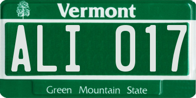 VT license plate ALI017