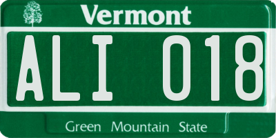 VT license plate ALI018