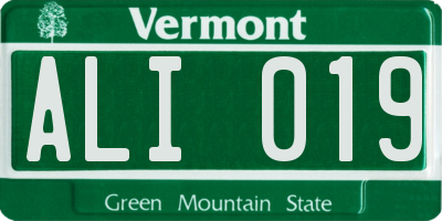 VT license plate ALI019