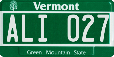 VT license plate ALI027