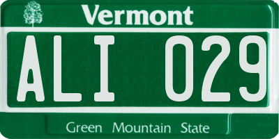 VT license plate ALI029