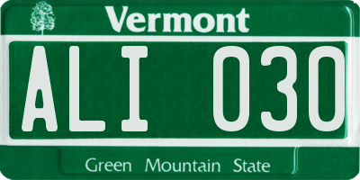 VT license plate ALI030