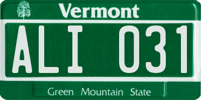VT license plate ALI031
