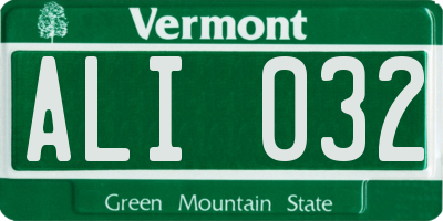 VT license plate ALI032