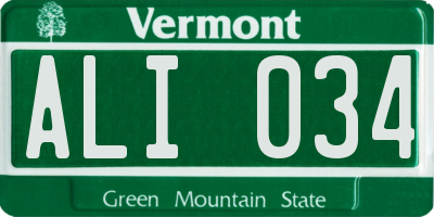 VT license plate ALI034