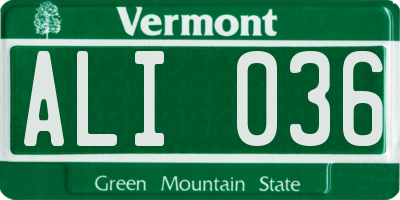 VT license plate ALI036