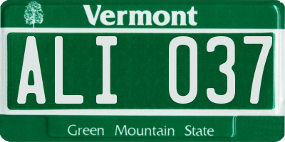 VT license plate ALI037