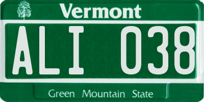 VT license plate ALI038