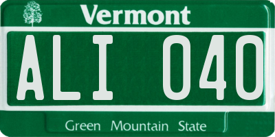VT license plate ALI040