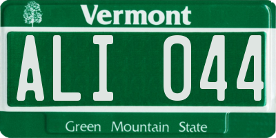 VT license plate ALI044