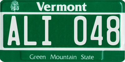 VT license plate ALI048