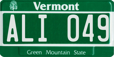 VT license plate ALI049