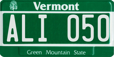 VT license plate ALI050