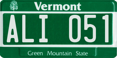 VT license plate ALI051