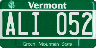 VT license plate ALI052