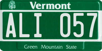 VT license plate ALI057