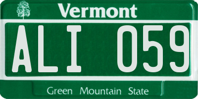 VT license plate ALI059