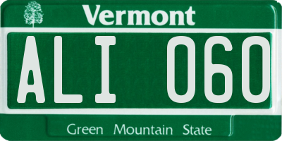 VT license plate ALI060