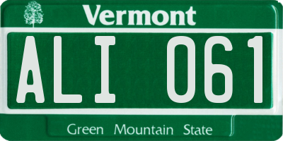 VT license plate ALI061