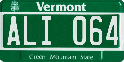 VT license plate ALI064