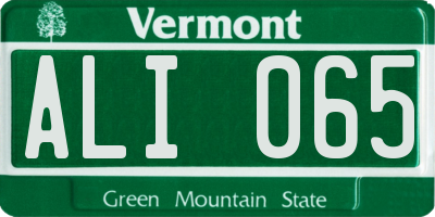 VT license plate ALI065