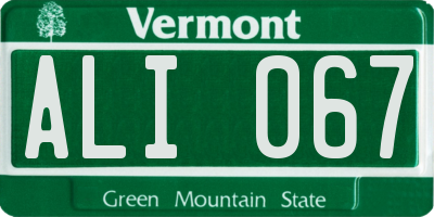 VT license plate ALI067