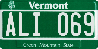VT license plate ALI069