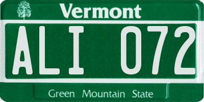VT license plate ALI072