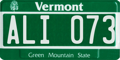 VT license plate ALI073