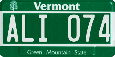 VT license plate ALI074
