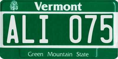 VT license plate ALI075