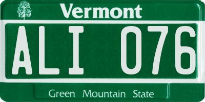 VT license plate ALI076
