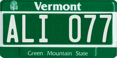 VT license plate ALI077